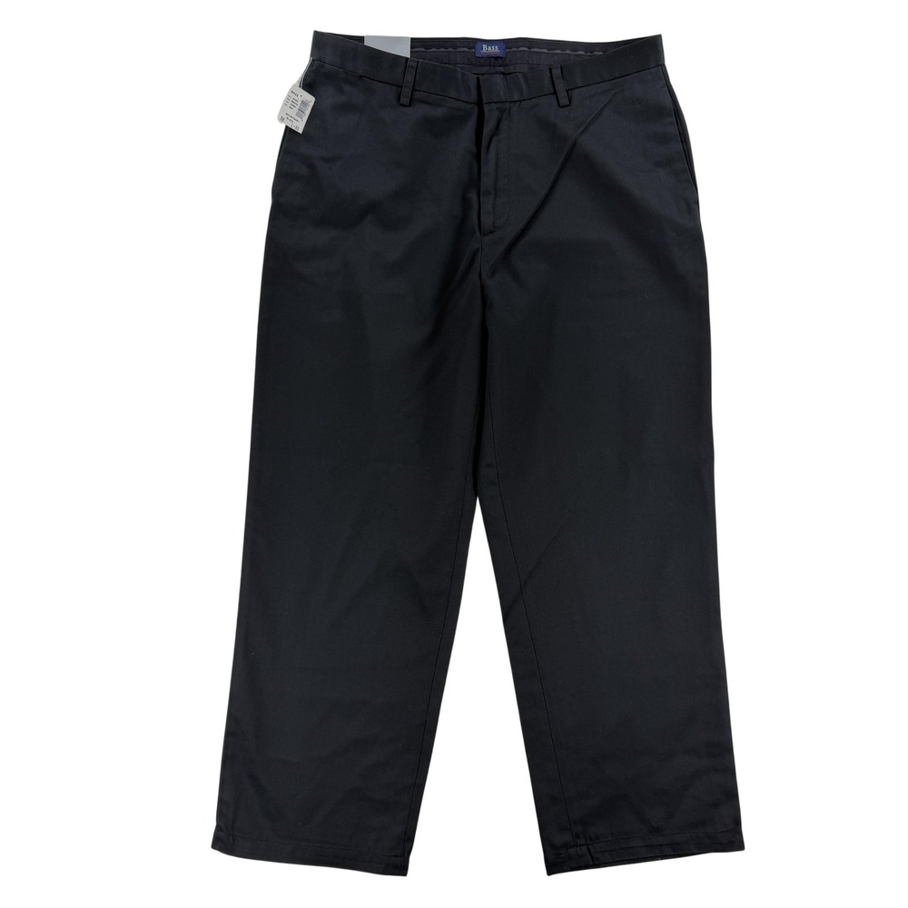 Bass Supreme Chino Pants‎ Mens 38x30 Black Flat Front Wrinkle Free Stain NWT